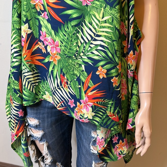 New Look Summer Tropical 3X Strap Open Back Swing Top - Picture 3 of 7